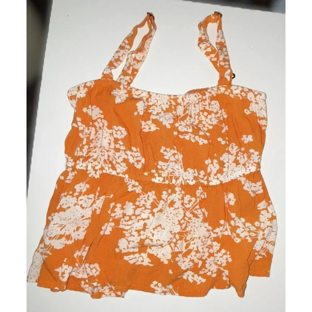 O’Neill Orange Floral Babydoll Tank Top M Festival Beachy Boho Summer Small - Picture 4 of 8